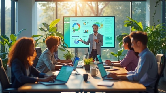 Modern office collaboration scene Modern office collaboration scene